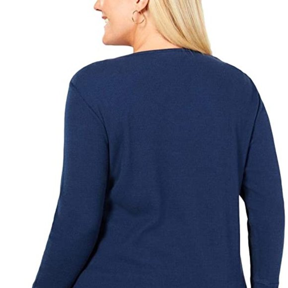 Style & Co. Womens Embroidered Floral Thermal Top - Picture 3 of 4